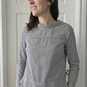 J.Crew striped blouse size 4 black white cotton top